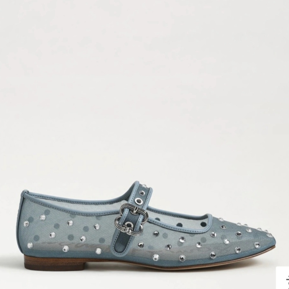 Sam Edelman Michaela Shine Coastal Blue Mesh Mary Jane Women sizes 7 NIB - Picture 2 of 8